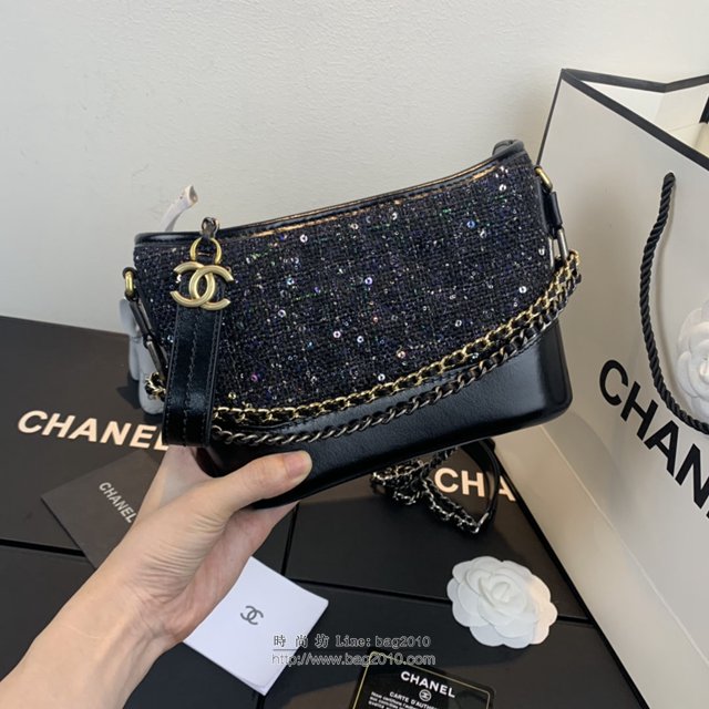 Chanel女包 91810 Gabrielle編織流浪包 小香2020新款 軟呢拼皮 香奈兒肩背包 香奈爾鏈條挎包  djc2618